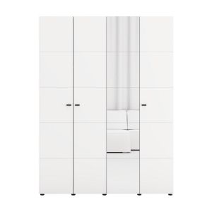 Wardrobe with mirror Salamis 4K1O H207 white color 155X52X208CM