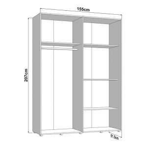 Wardrobe with mirror Salamis 4K1O H207 cashmere color 155X52X208CM