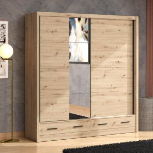 Wardrobe with mirror Albi Plus 205 2F Og color Artisan Oak 205X60X216CM