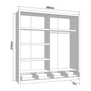Wardrobe with mirror Albi Plus 205 2F Og color Artisan Oak 205X60X216CM