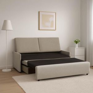 Two-seater sofa bed New Orelia beige-brown color 164X92X85CM