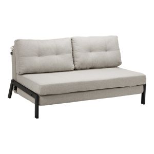 Two-seater sofa bed Fancy fabric beige-black metal legs 150X98X70CM
