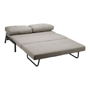 Two-seater sofa bed Fancy fabric beige-black metal legs 150X98X70CM