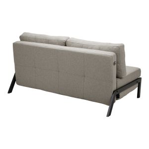Two-seater sofa bed Fancy fabric beige-black metal legs 150X98X70CM