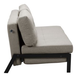 Two-seater sofa bed Fancy fabric beige-black metal legs 150X98X70CM