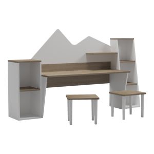 Children's desk with stool Dualto Sonoma-white 180X30X93.6CM