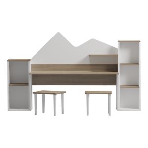Children's desk with stool Dualto Sonoma-white 180X30X93.6CM