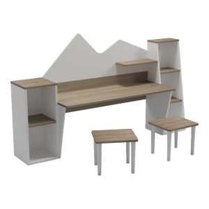 Children's desk with stool Dualto Sonoma-white 180X30X93.6CM