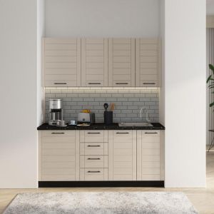 Комплект кухненски мебели Drina 180 бяло-пясъчен гланцов цвят 180X60X213СМ