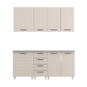 Комплект кухненски мебели Drina 180 бяло-пясъчен гланцов цвят 180X60X213СМ