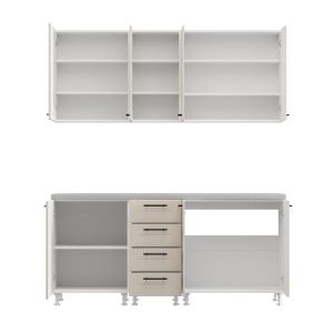 Комплект кухненски мебели Drina 180 бяло-пясъчен гланцов цвят 180X60X213СМ