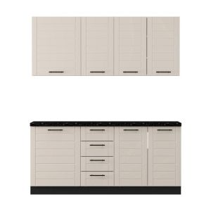 Комплект кухненски мебели Drina 180 бяло-пясъчен гланцов цвят 180X60X213СМ