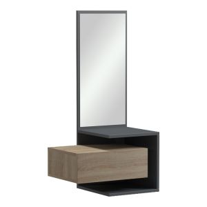 Kendi hallway furniture with mirror in anthracite-sonoma 49.1X31.3X90CM