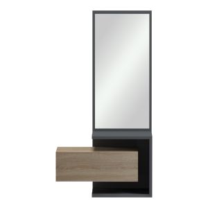 Kendi hallway furniture with mirror in anthracite-sonoma 49.1X31.3X90CM