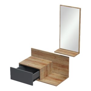 Miranda hallway furniture with mirror in oak-anthracite color 60X30X89.5CM