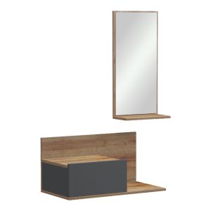 Miranda hallway furniture with mirror in oak-anthracite color 60X30X89.5CM