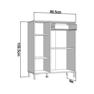 Hallway furniture Laval 2K1F2V Artisan oak - black color 87X40X110CM