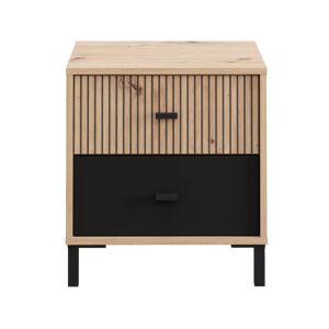 Avignon NO2F Artisan oak bedside table - black color 48X40X52CM