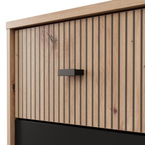 Avignon NO2F Artisan oak bedside table - black color 48X40X52CM