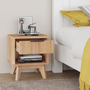 Hamea bedside table made of Mdf in natural color 45X39.5X50.2 cm