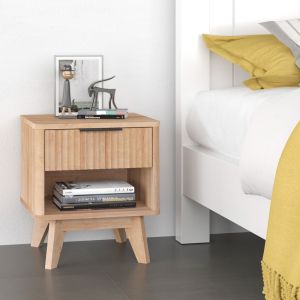 Hamea bedside table made of Mdf in natural color 45X39.5X50.2 cm