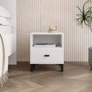 Bedside table Salamis NO1F white color 39X35X45CM