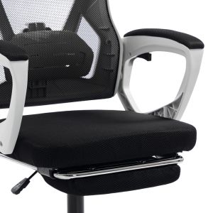Office chair with footrest Meton white - mesh black 48X60X118-128CM