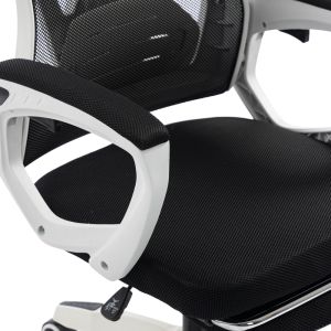 Office chair with footrest Meton white - mesh black 48X60X118-128CM