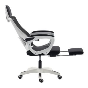 Office chair with footrest Meton white - mesh black 48X60X118-128CM