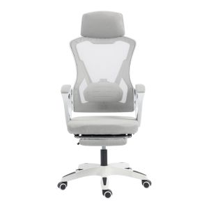 Office chair with footrest Meton white - mesh gray 48X60X118-128CM