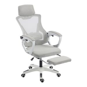 Office chair with footrest Meton white - mesh gray 48X60X118-128CM