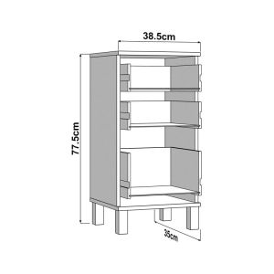 Chest of drawers, almond 38 3F, Artisan Oak color, 39X35X78CM