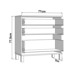 Chest of drawers, almond 77 3F, artisan oak color 77X35X78CM