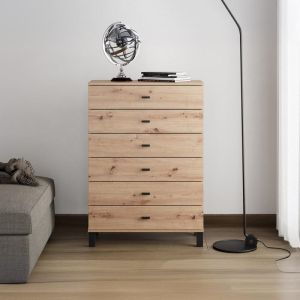 Chest of drawers, almond 77 6F, artisan oak color, 77X35X78CM