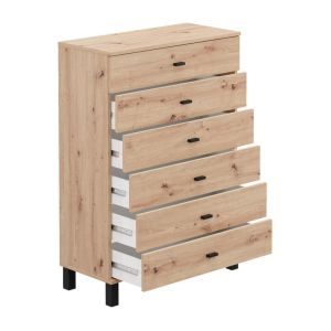 Chest of drawers, almond 77 6F, artisan oak color, 77X35X78CM