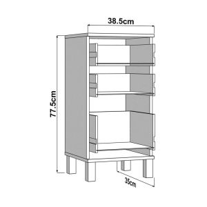Chest of drawers, almond, 3 tiers, white color, 39X35X78CM