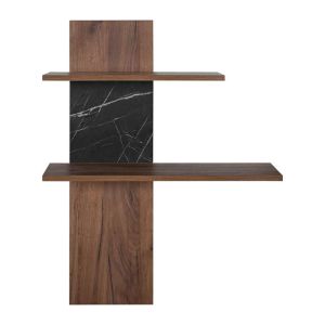 Wall shelf for 2 people Miami Tobacco with black marble color 80X26X100CM