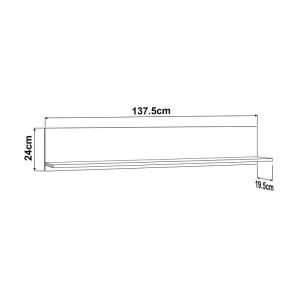 Wall shelf, cashmere, Zip, 138X20X24CM