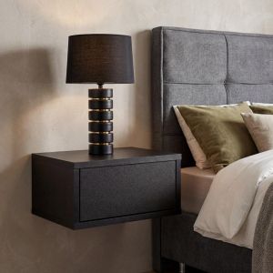 Wall-mounted bedside table Arbor black color 39X34X20CM