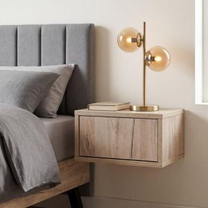 Wall-mounted bedside table Arbor, gray oak color, 39X34X20CM