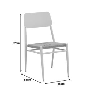 Giardino chair, stackable, aluminum in white - Pe rattan in natural shade 45X56X82CM