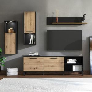 TV cabinet - composition Adria Artisan oak - black 260X40X180CM
