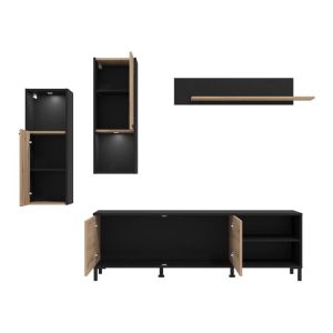 TV cabinet - composition Adria Artisan oak - black 260X40X180CM