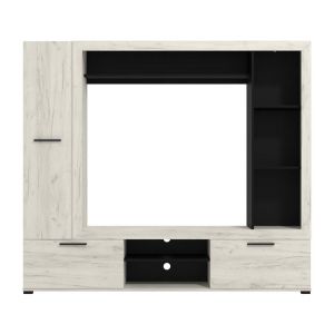 TV cabinet - composition Lorca white oak / black 195X35X171CM