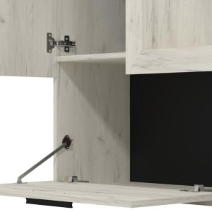 TV cabinet - composition Lorca white oak / black 195X35X171CM