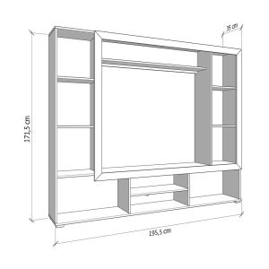 TV cabinet - composition Lorca white oak / black 195X35X171CM