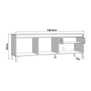 TV cabinet Marron Tv 150 3K1F2V Artisan-matte black 151X40X52CM