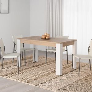 Трапезарна маса Spoleto бял - цвят на занаятчийски дъб 135X80X76СМ