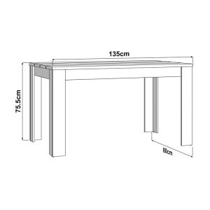 Трапезарна маса Spoleto бял - цвят на занаятчийски дъб 135X80X76СМ