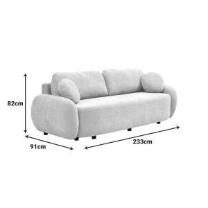 Three-seater sofa bed Sereno beige fabric 233X91X82CM